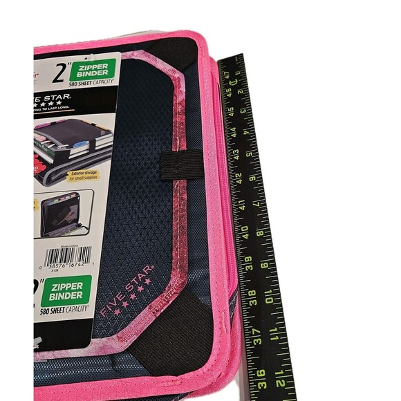 Five Star 2" Sewn Zipper Binder with Expansion Panel in Navy/Pink - Picture 5 of 6